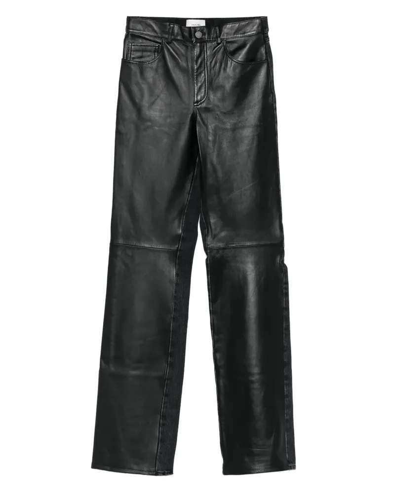 Haikure leather-panel trousers - Schwarz Schwarz