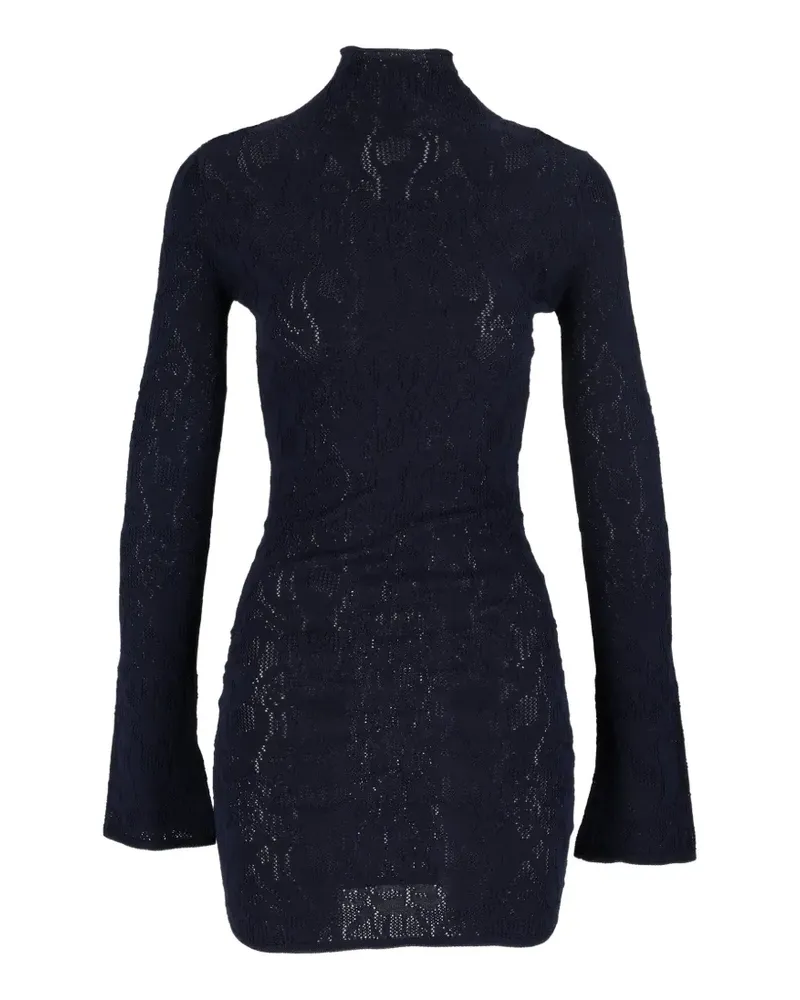 Dondup pointelle-knit high-neck mini dress - Blau Blau