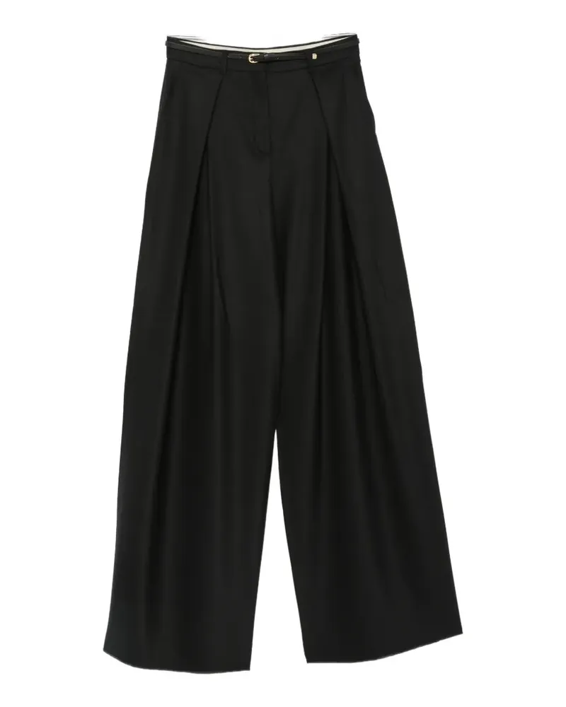 Max Mara Wide-Leg-Hose mit Bundfalten - Schwarz Schwarz