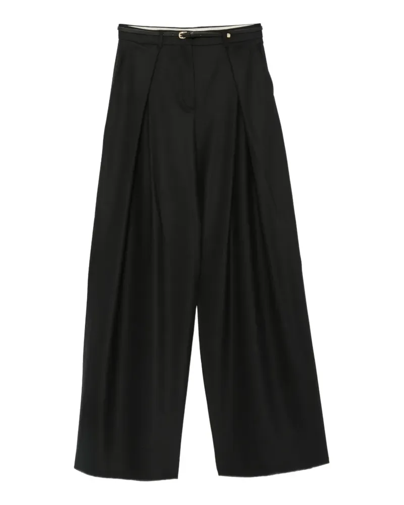 Max Mara Wide-Leg-Hose mit Bundfalten - Schwarz Schwarz