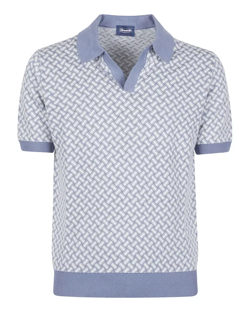 Drumohr  T-Shirt mit Poloshirtkragen - Blau Blau