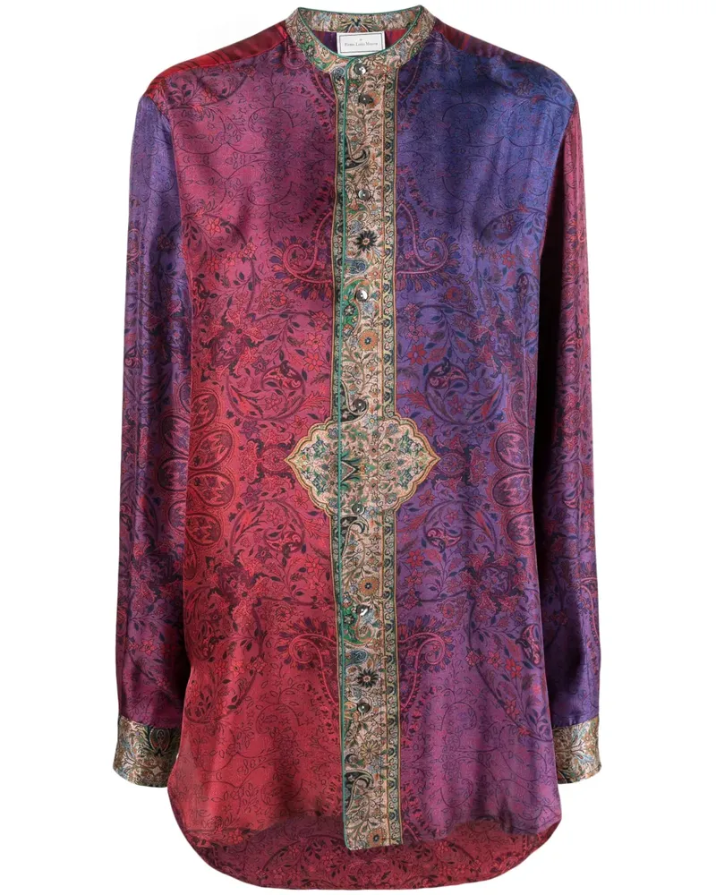 Pierre-Louis Mascia Seidenhemd mit grafischem Print - Blau Blau