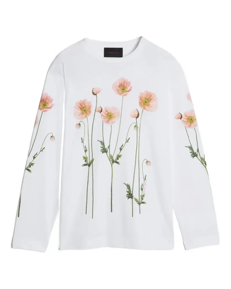 Simone Rocha Poppy field-print long-sleeve T-shirt - Weiß Weiß