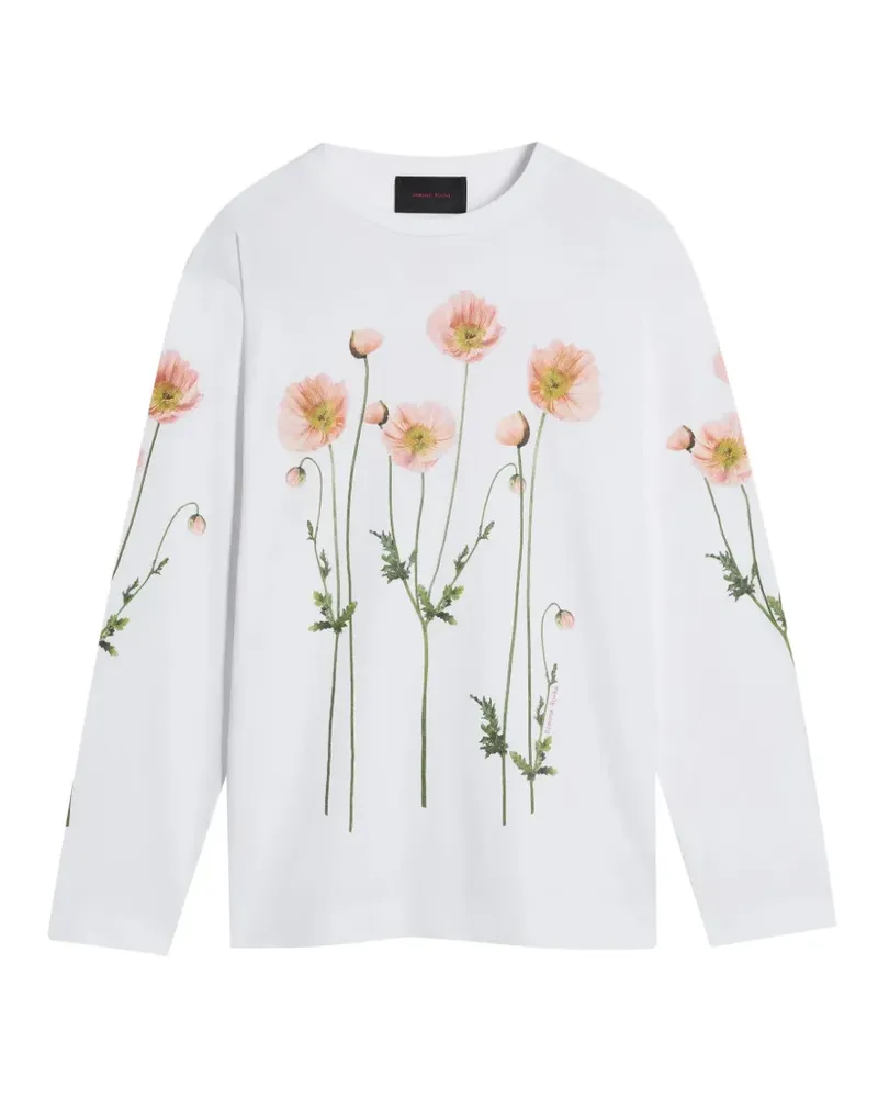 Simone Rocha Poppy field-print long-sleeve T-shirt - Weiß Weiß