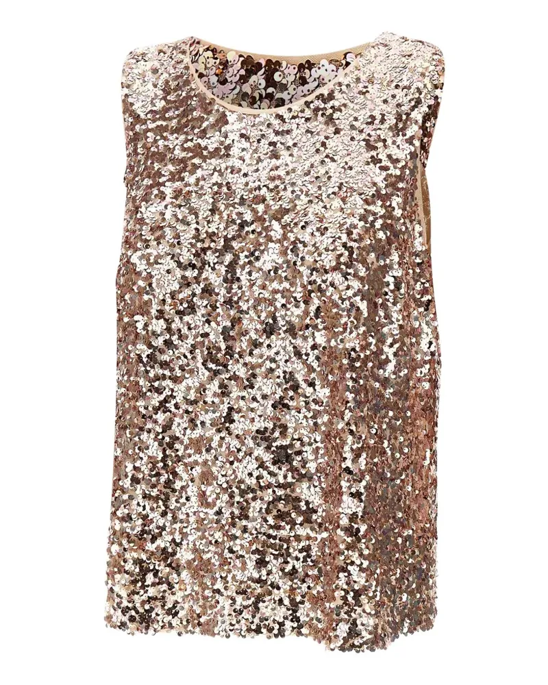 Elena Mirò Pailletten-Oberteil mit rundem Ausschnitt - Gold Gold