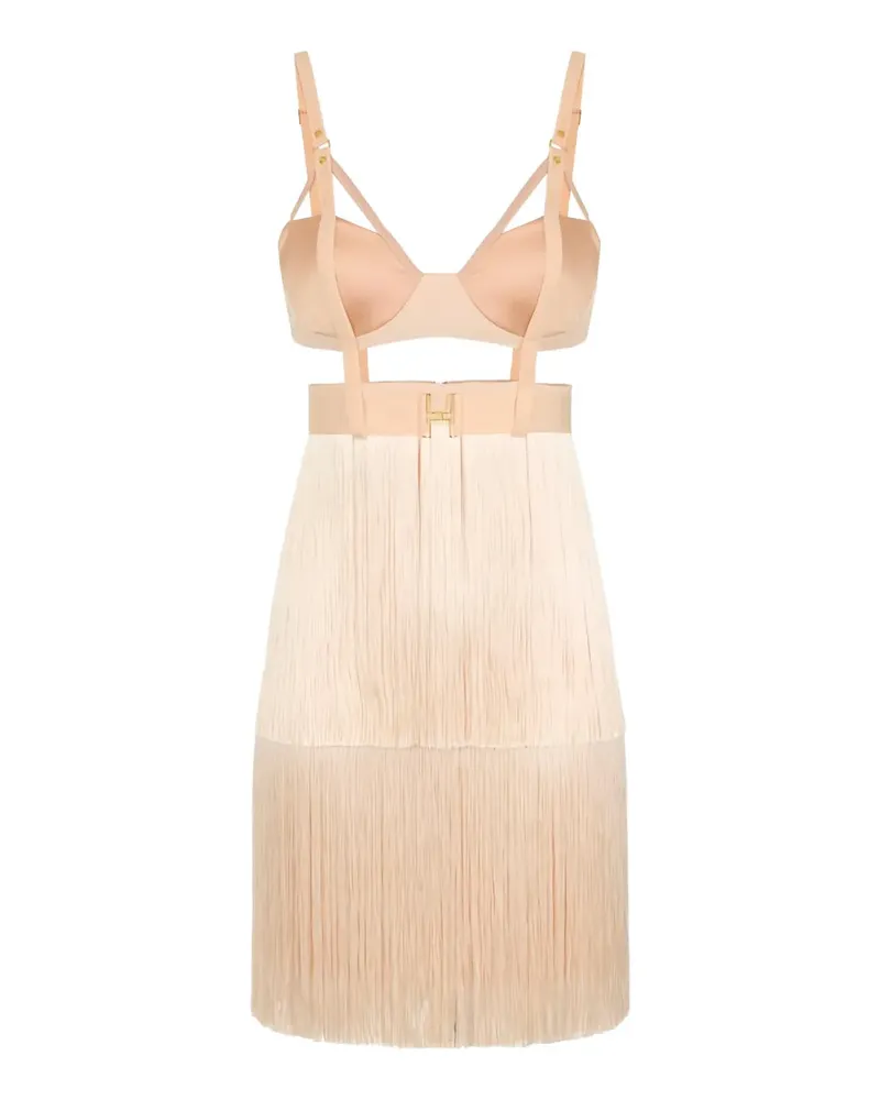 Elisabetta Franchi fringe-trimmed mini dress - Rosa Rosa