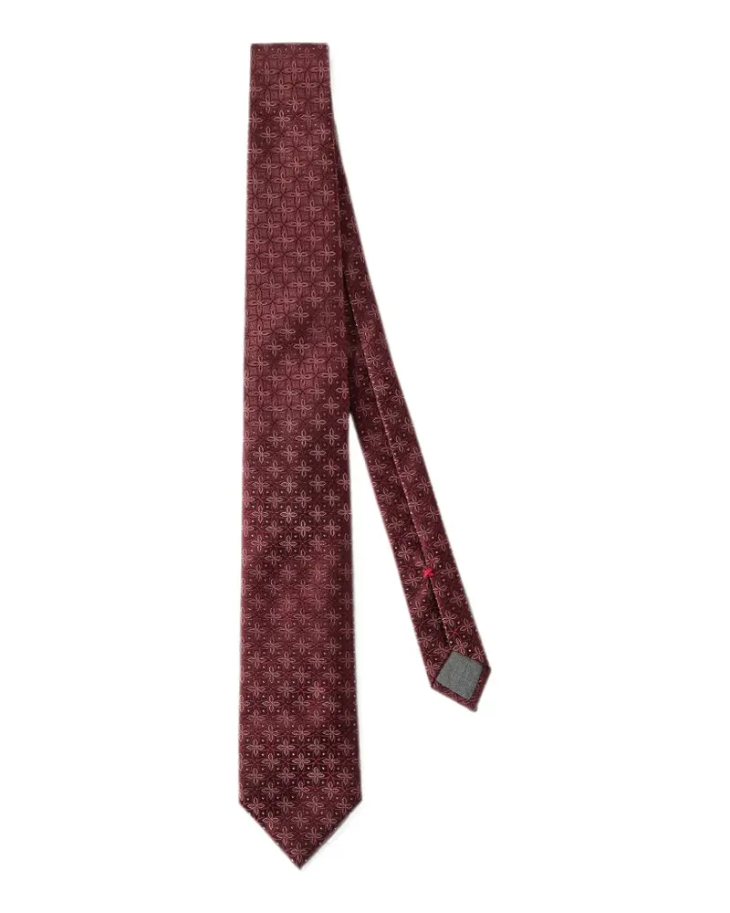 Brunello Cucinelli Seidenkrawatte mit geometrischem Blumenmuster - Rot Rot