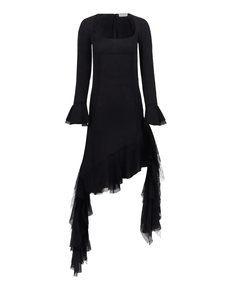 Nina Ricci Midikleid mit asymmetrischem Saum - Schwarz Schwarz
