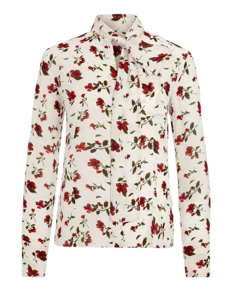 Oscar de la Renta Hibiscus Silk chiffon blouse - Weiß Weiß