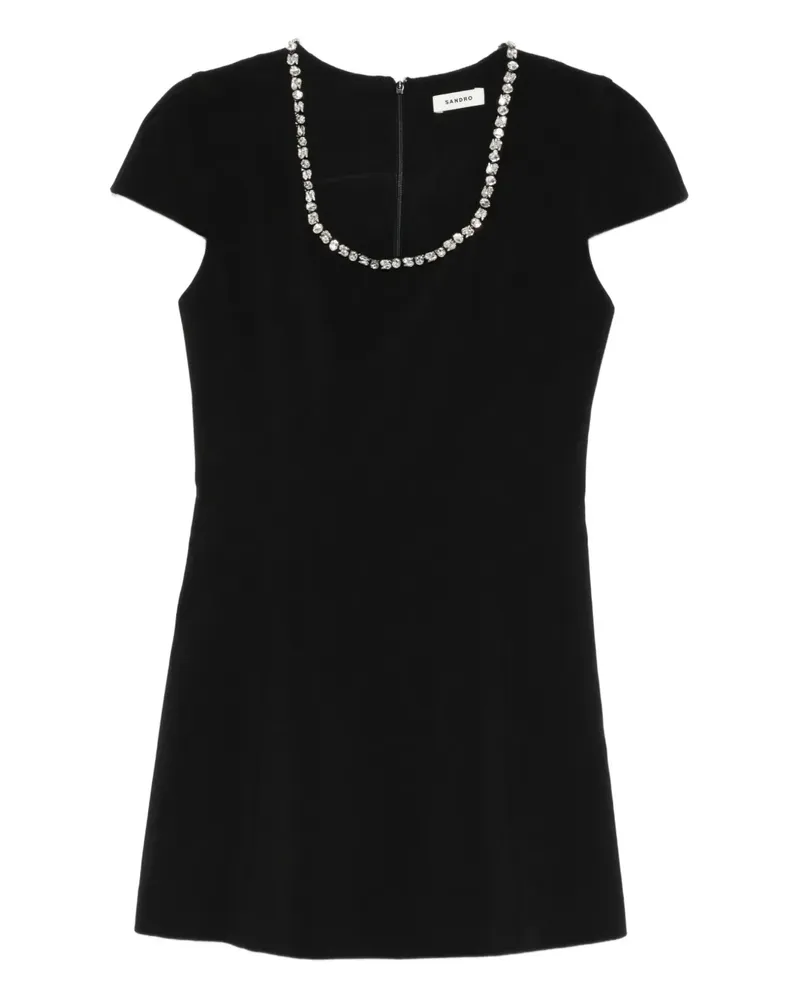 Sandro Minikleid mit Kristallen - Schwarz Schwarz