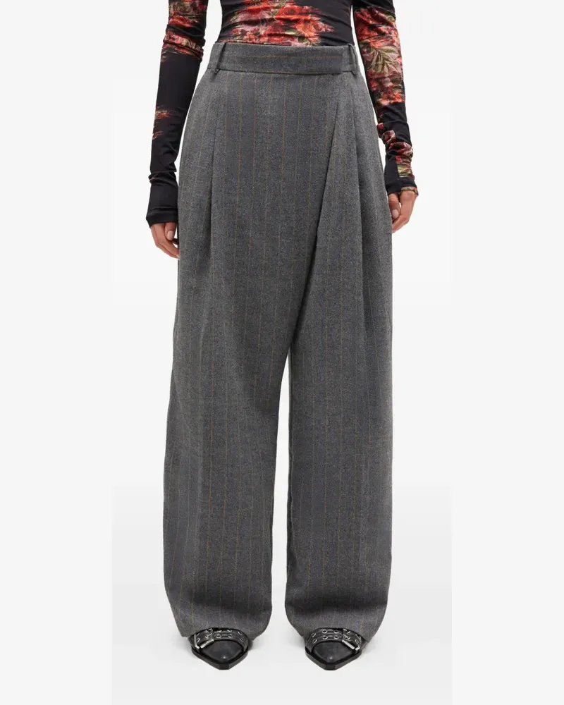 Ganni Bundfaltenhose mit Nadelstreifen - Grau Grau