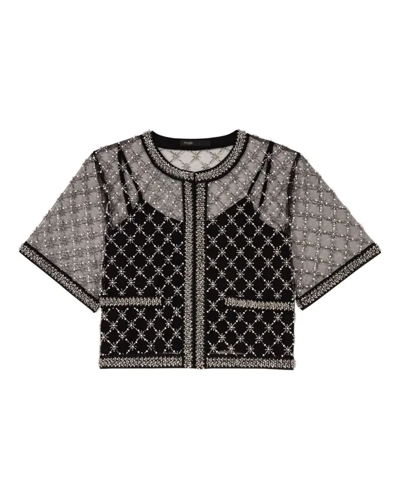 Maje Bluse mit Perlen - Schwarz Schwarz
