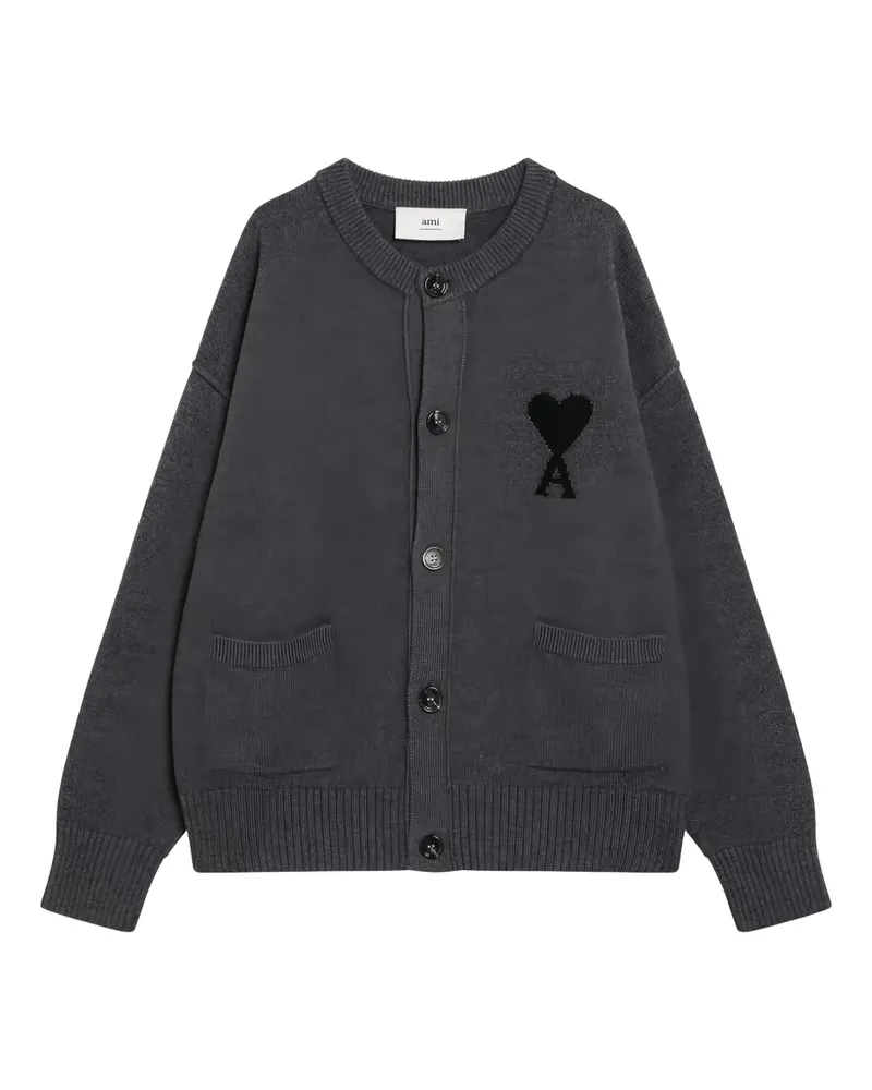 AMI Paris Cardigan mit Taschenapplikation - Grau Grau