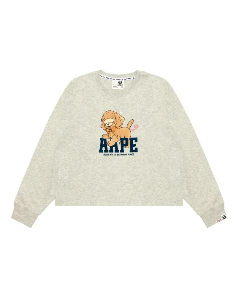 BAPE Langarmshirt mit grafischem Print - Grau Grau