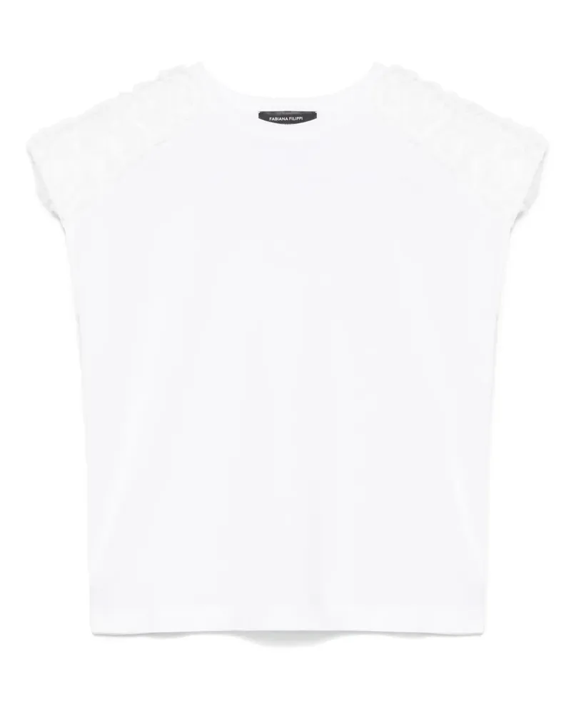 Fabiana Filippi T-Shirt mit Rüschendetail - Weiß Weiß