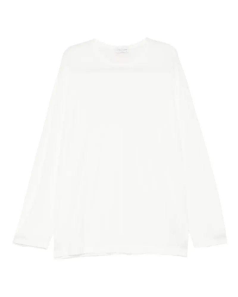 Yohji Yamamoto Klassisches Langarmshirt - Weiß Weiß