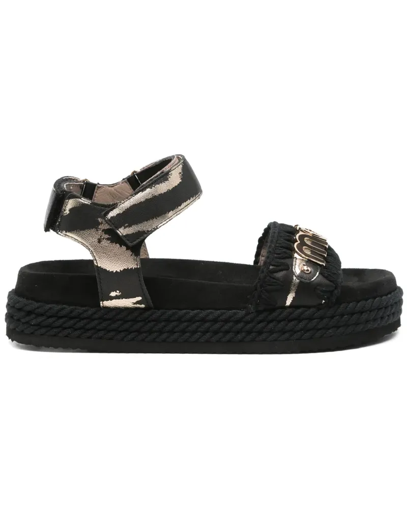 Mou Sandalen mit Logo-Schild - Schwarz Schwarz