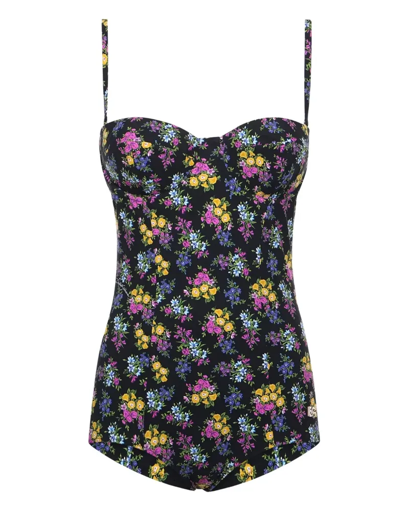 Dolce & Gabbana floral-print swimsuit - Schwarz Schwarz