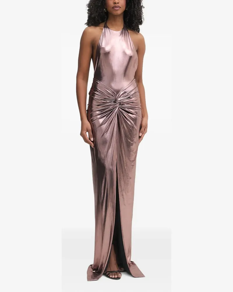 Retrofête Anida Neckholder-Maxikleid mit Twist-Detail - Rosa Rosa