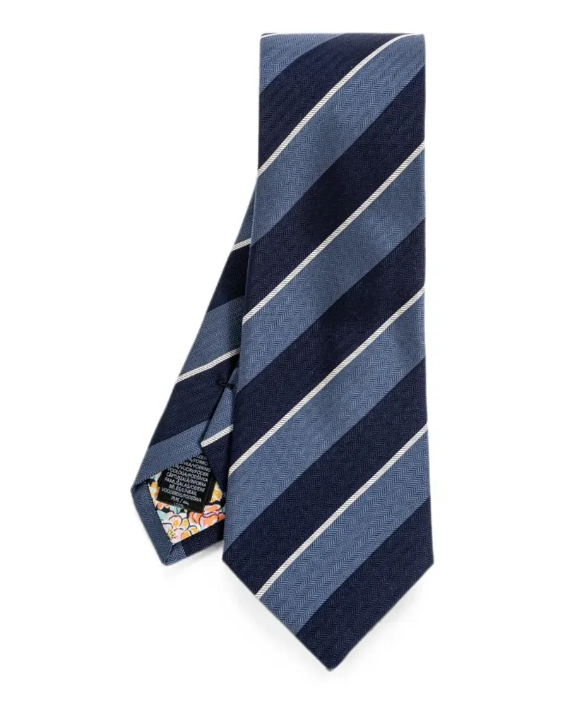 Paul Smith diagonal-stripe herringbone-weave tie - Blau Blau