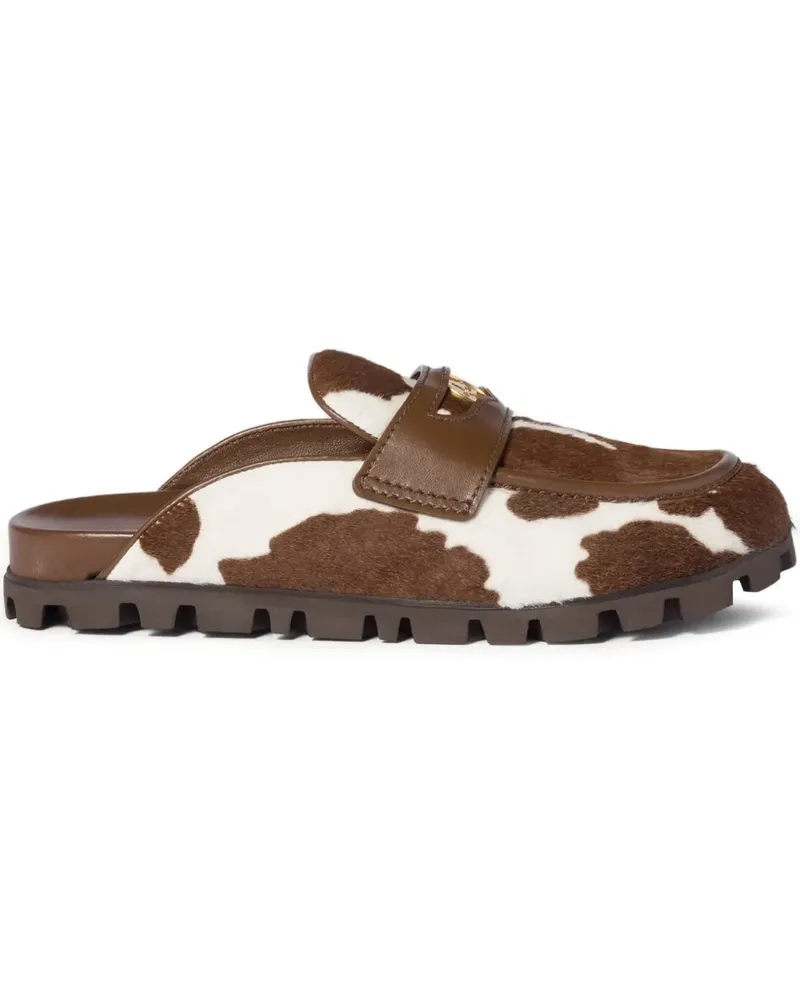 Miu Miu Mules mit Logo-Münze - Braun Braun