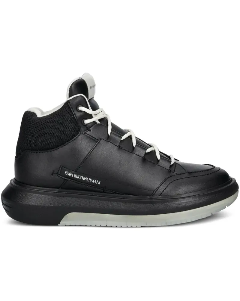 Emporio Armani High-Top-Sneakers mit Kontrasteinsätzen - Schwarz Schwarz