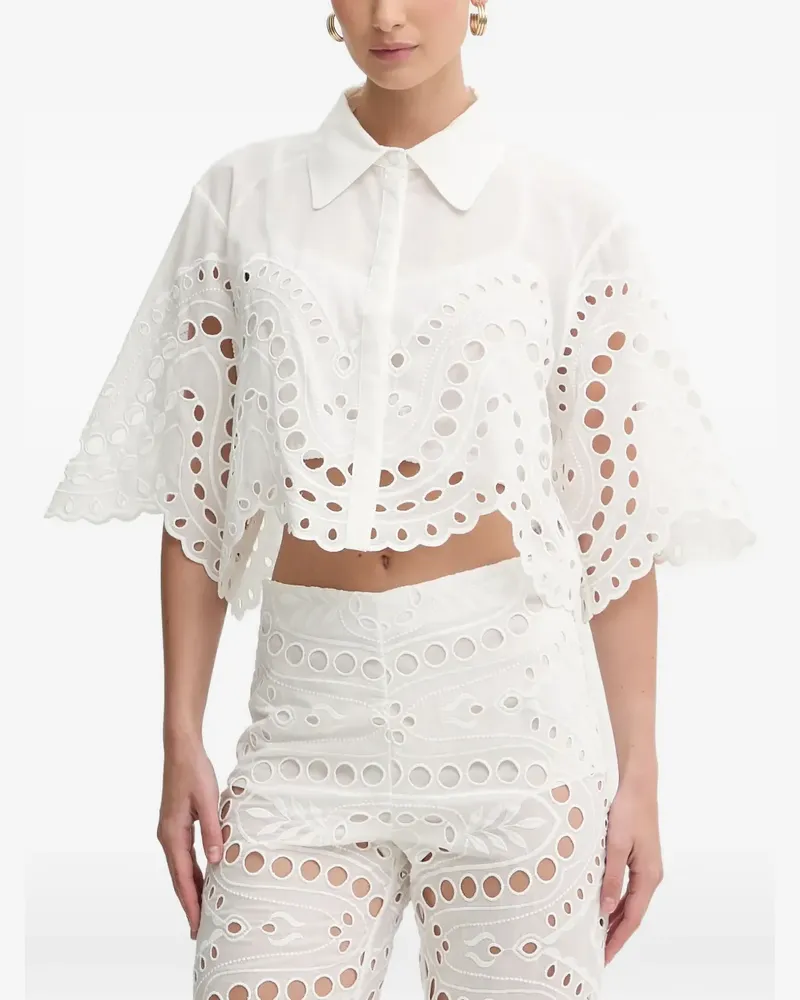 Charo Ruiz Storm Bluse mit Wellensaum - Weiß Weiß