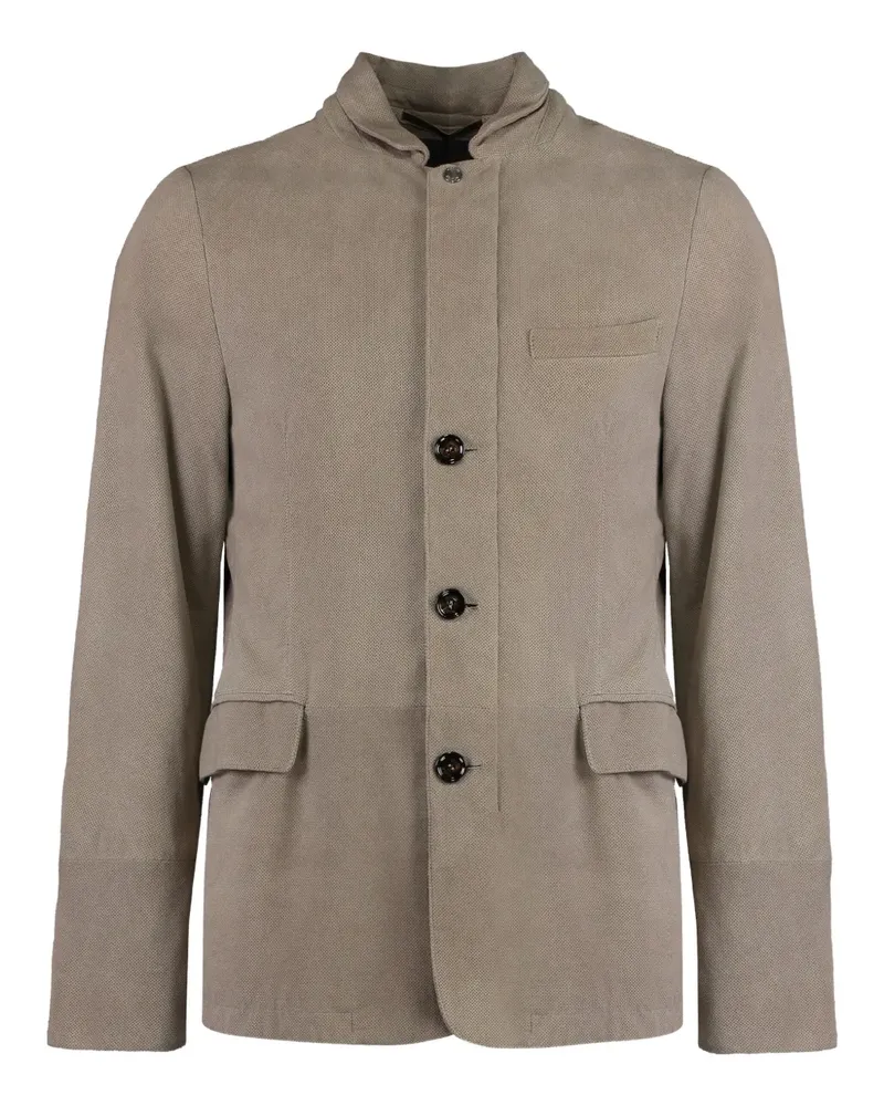 MOORER Lederjacke mit Klappentasche - Braun Braun