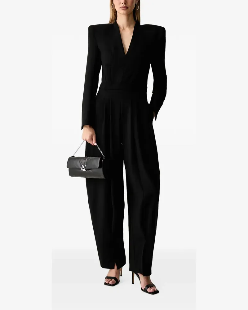 Karl Lagerfeld structured-shoulder wide-leg jumpsuit - Schwarz Schwarz