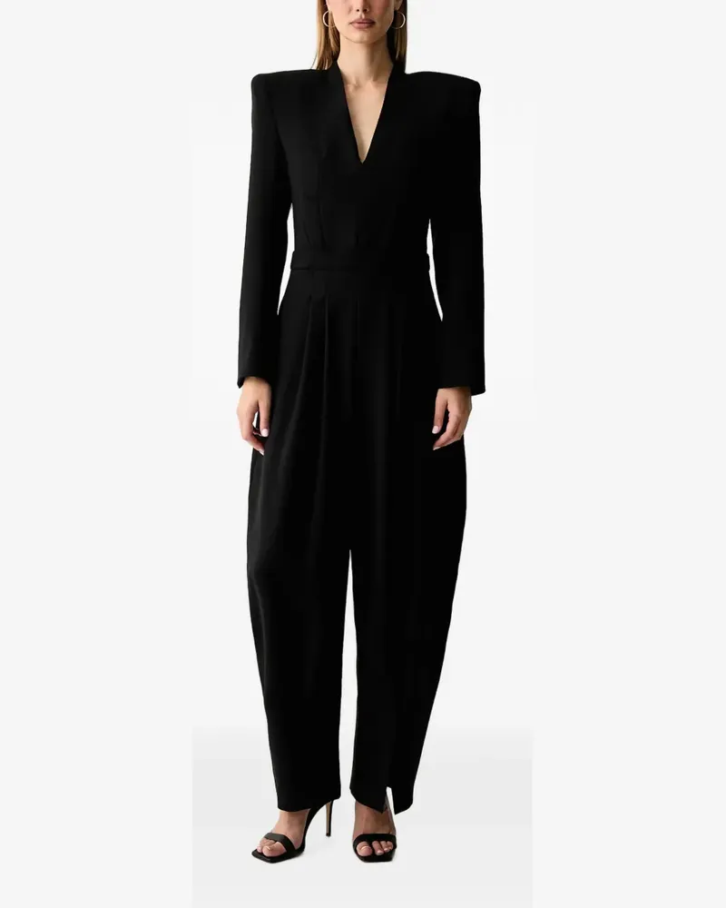 Karl Lagerfeld Strukturierter Jumpsuit mit weitem Bein - Schwarz Schwarz