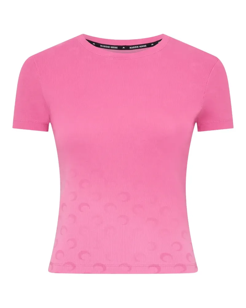 Marine Serre T-Shirt mit ausgeblichenem Mond-Print - Rosa Rosa