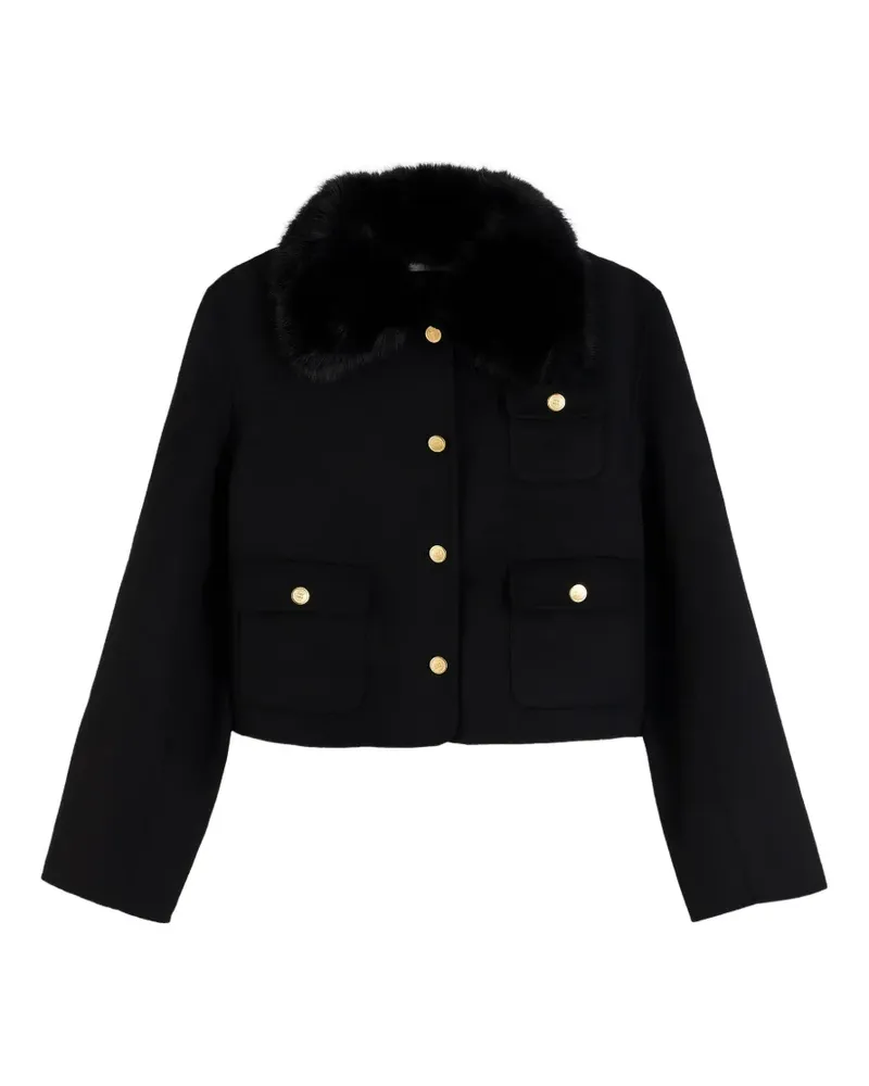 Tommy Hilfiger faux-fur collar buttoned jacket - Schwarz Schwarz