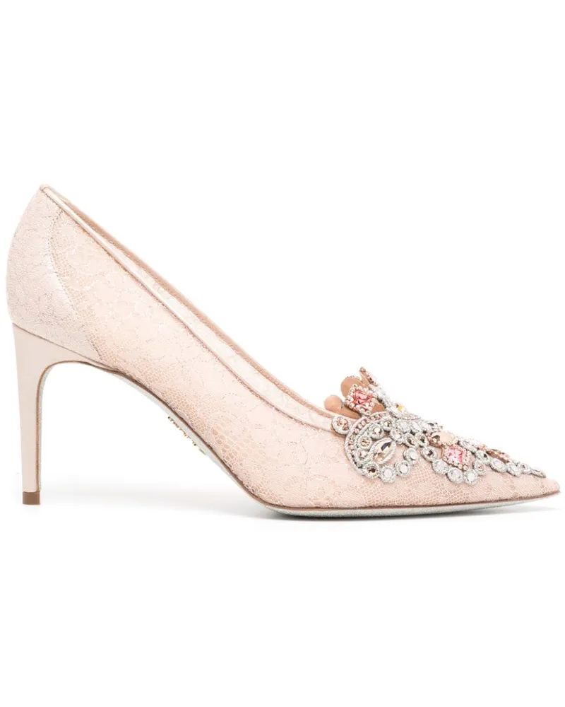 René Caovilla Pumps mit Kristallen 80mm Rosa