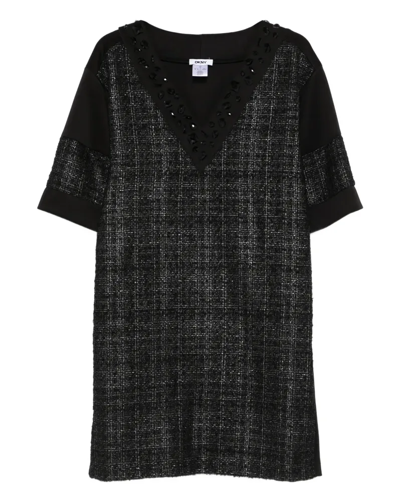DKNY V-neck panelled mini dress - Schwarz Schwarz