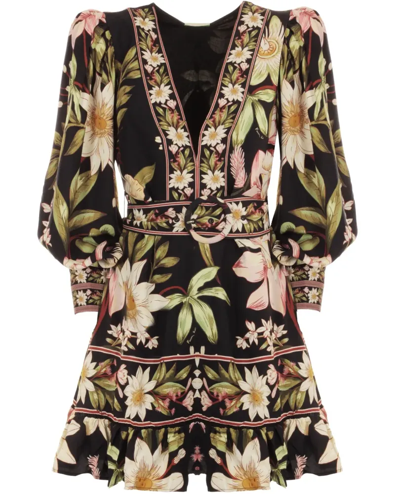FARM Rio Minikleid mit Blumen-Print - Schwarz Schwarz