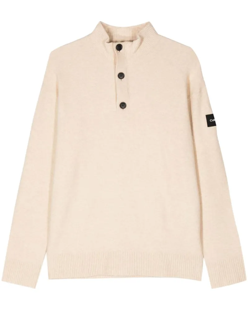 Calvin Klein Gebürsteter Pullover mit Logo-Applikation - Nude Nude