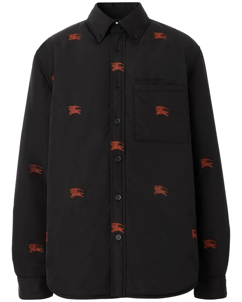Burberry Gefütterte Hemdjacke mit Stickerei - Schwarz Schwarz