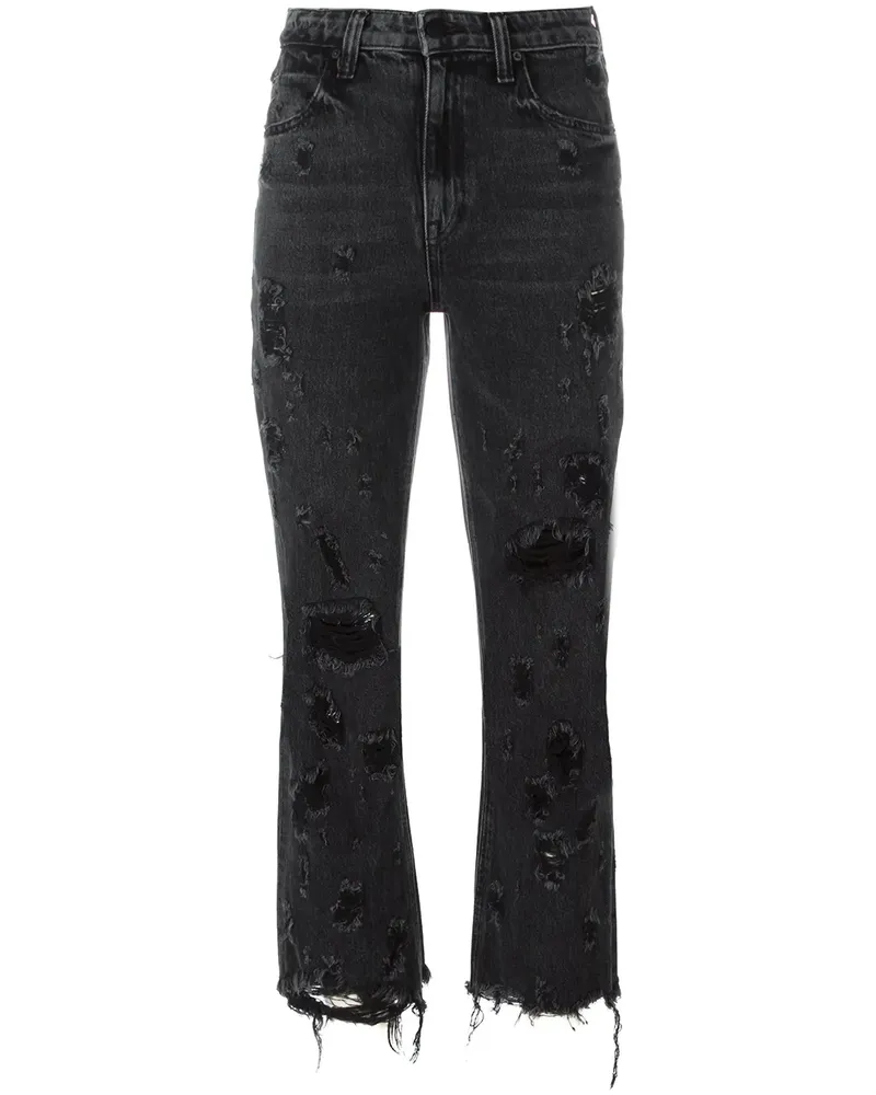 Alexander Wang Cropped-Jeans in Distressed-Optik - Schwarz Schwarz