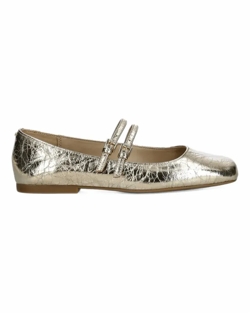 Michael Kors Matilda crackled metallic-leather mary jane - Gold Gold