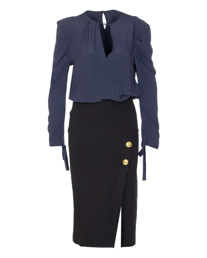 Pinko Puffärmel-Midikleid mit Knopfdetail - Blau Blau