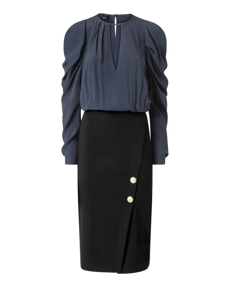 Pinko Puffärmel-Midikleid mit Knopfdetail - Blau Blau