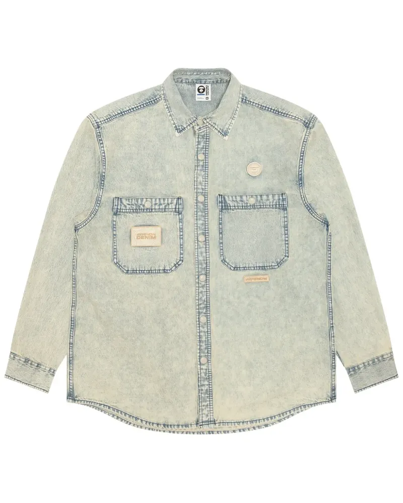 BAPE Hemd mit Logo-Patch - Blau Blau