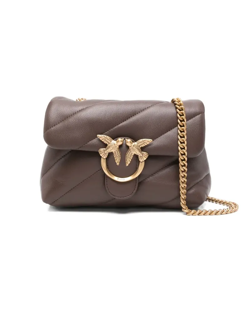 Pinko Gesteppte Love Schultertasche mit Logo-Schild - Braun Braun