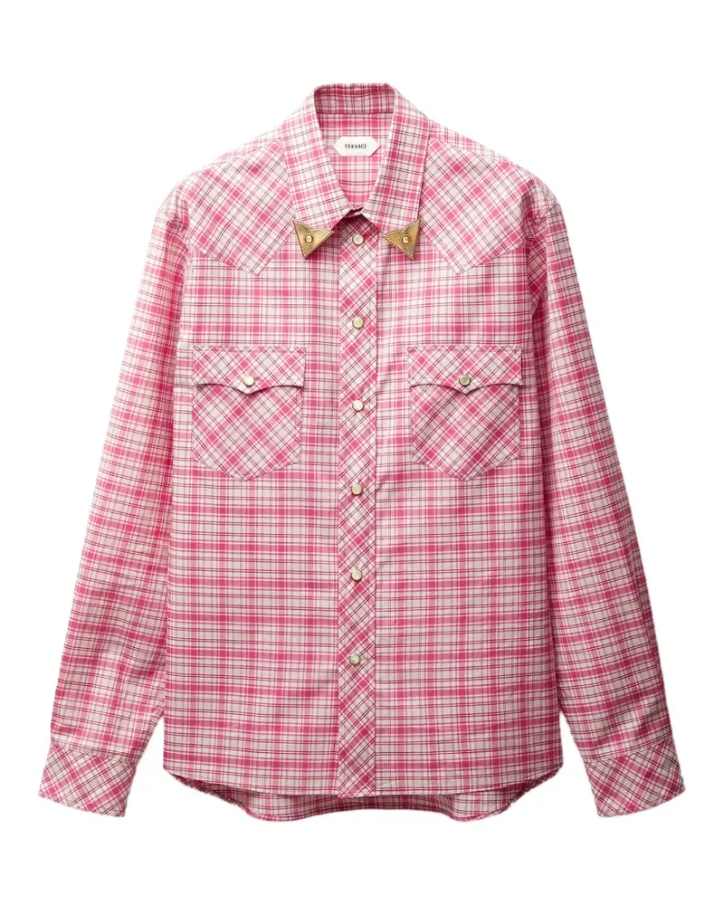 Versace checked cotton-poplin slim shirt - Rot Rot