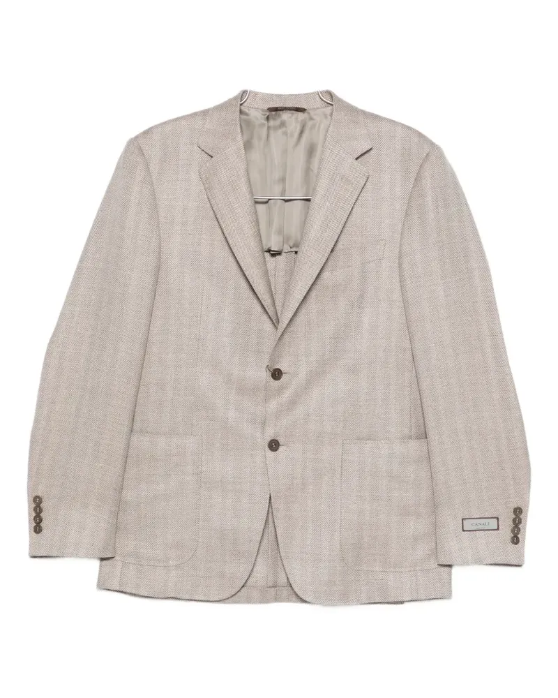 Canali button herringbone blazer - Nude Nude