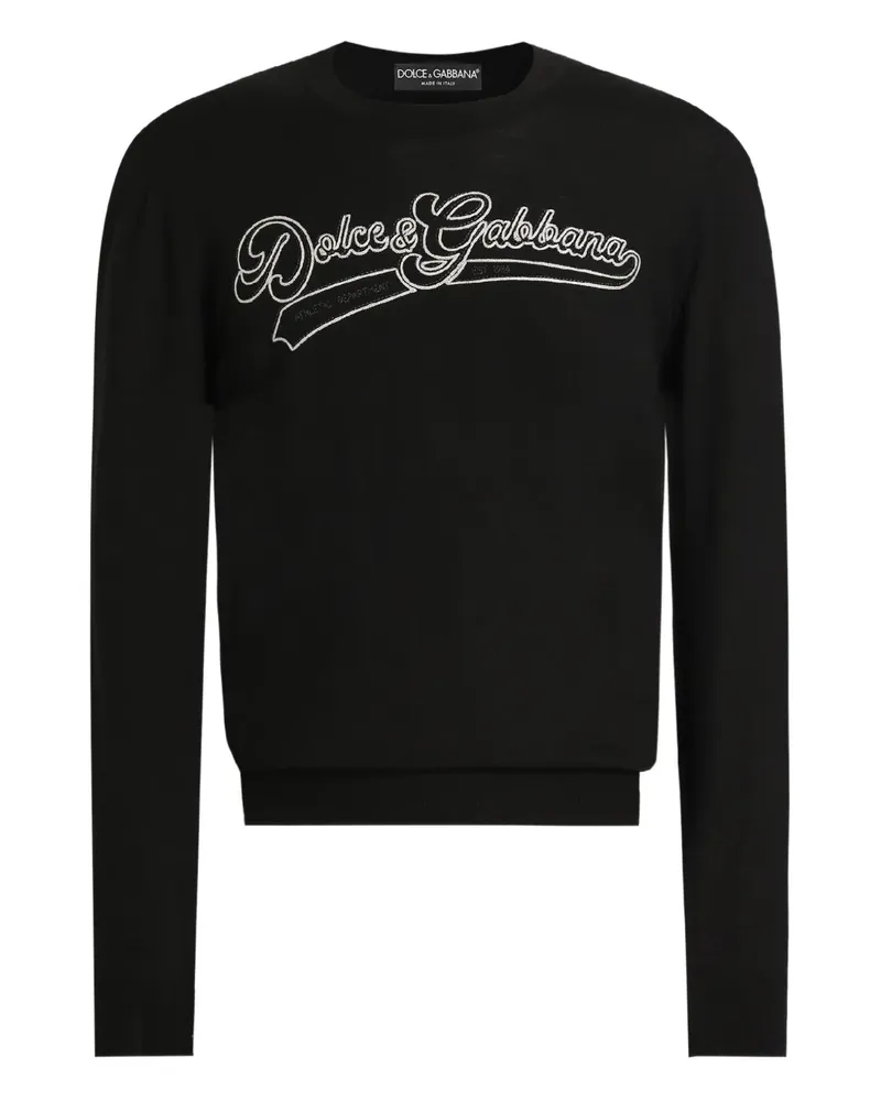 Dolce & Gabbana Rundhalspullover mit Logo - Schwarz Schwarz