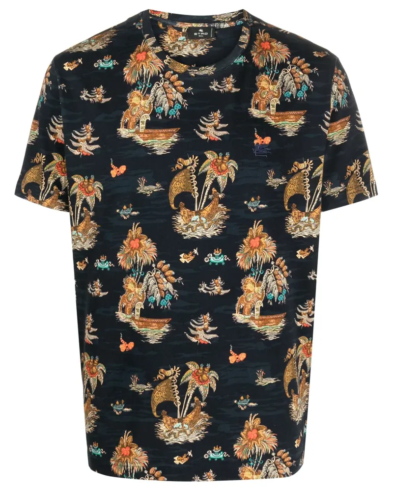 Etro T-Shirt mit grafischem Print - Blau Blau