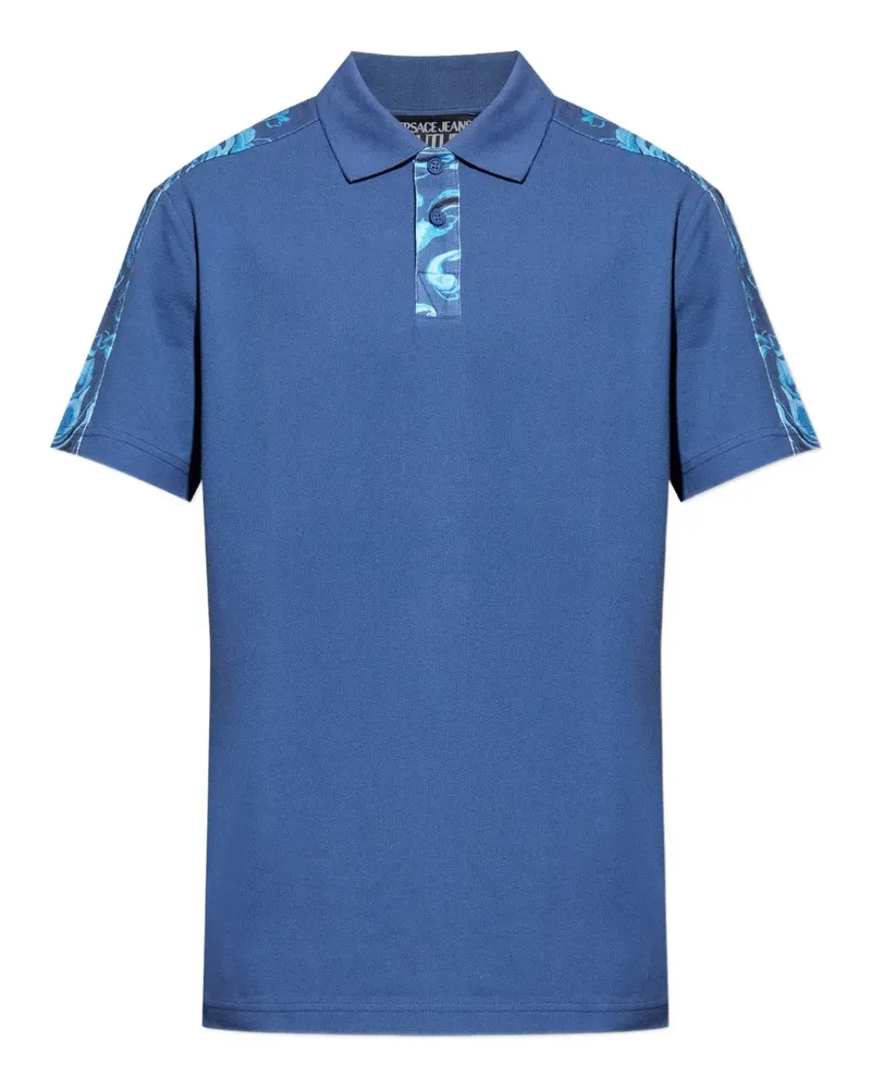 Versace Jeans Poloshirt mit barockem Print - Blau Blau