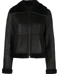 Akris Lederjacke mit Shearling-Kragen Braun