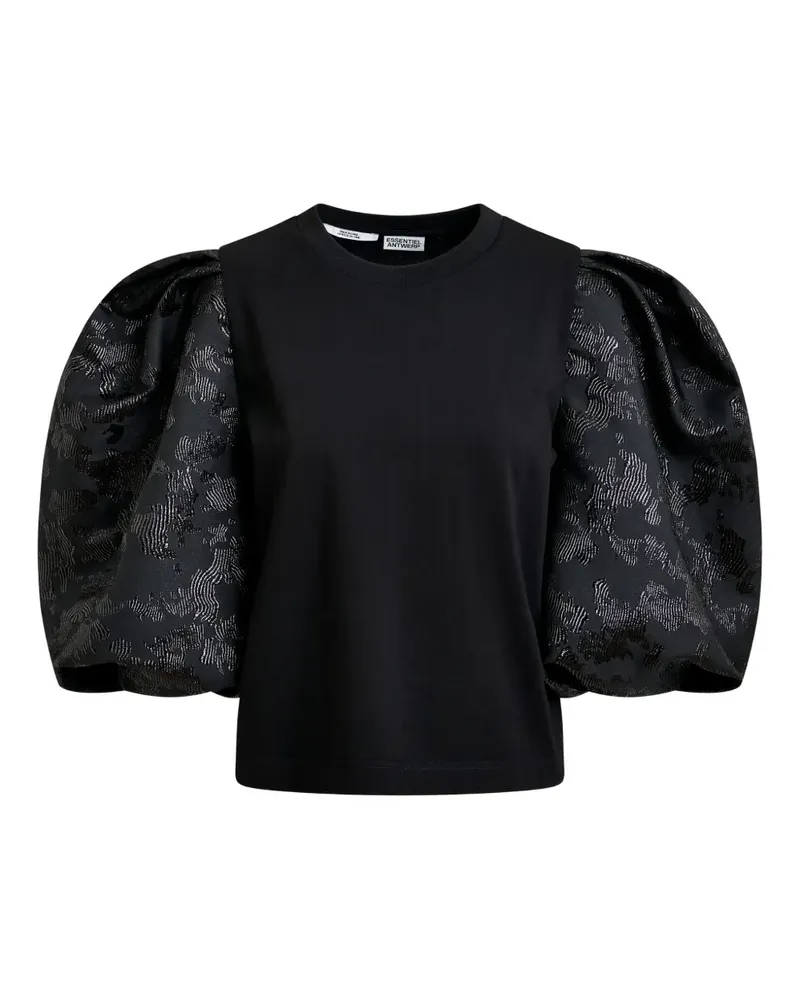 Essentiel Imortal Oberteil mit Jacquard-Ärmeln - Schwarz Schwarz